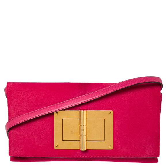 Tom Ford Handbags - Tom Ford Pink Calf Hair Natalia Convertible Clutch